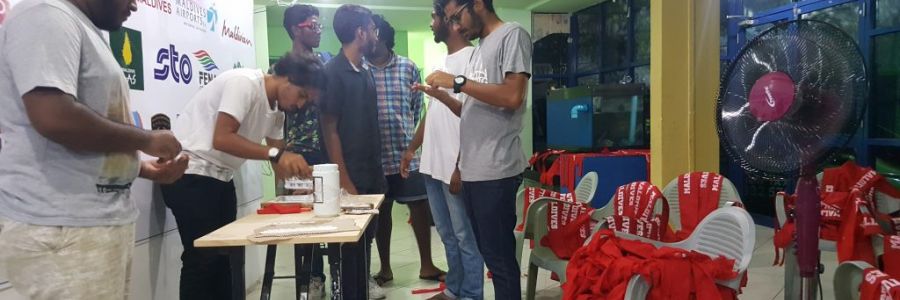 Supporters getting ready for the big match. Maldives vs Palestine.